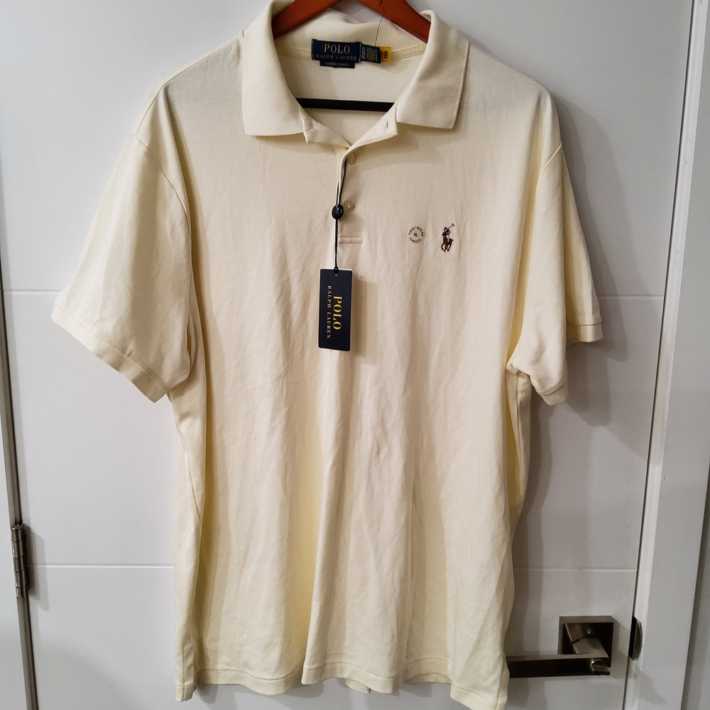 POLO Ralph Lauren Cream Custom Slim Fit Polo Shirt Size XL - Picture 4 of 12